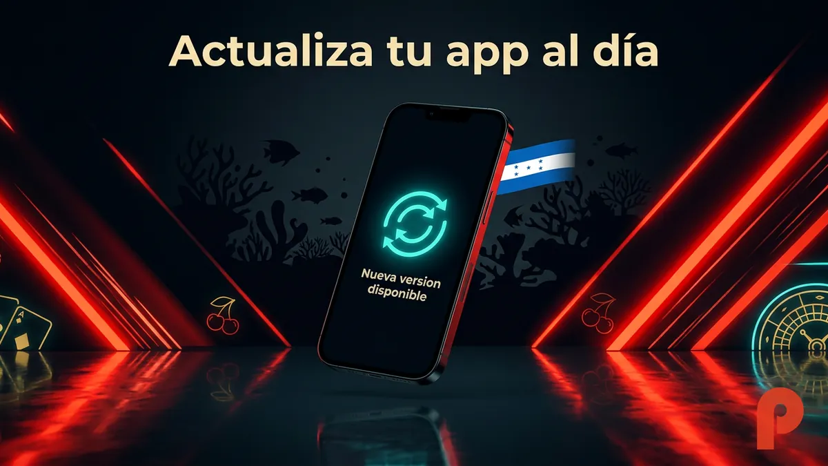 Pantalla de actualizacion de la app de Pin-Up Casino mostrando aviso de nueva version disponible en Honduras