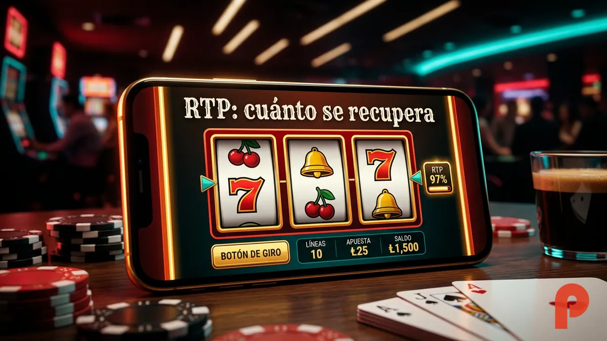 Pantalla de tragamonedas de Pin-Up Honduras mostrando el RTP en porcentaje sobre fondo oscuro con neón