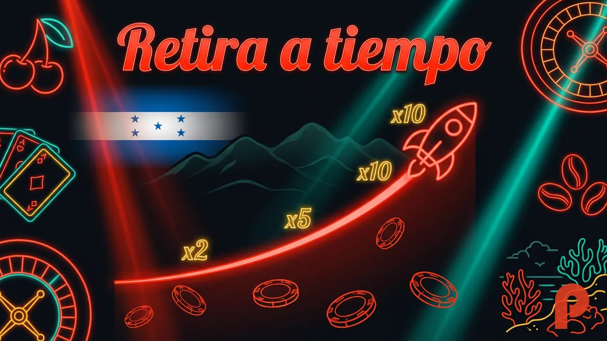 Gráfico de multiplicador ascendente estilo Aviator en Pin-Up Honduras con luces rojas y doradas